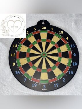Black Dartboard with Red and Green Accents